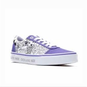 New Vans Color Me In Kids Purple Graphic Girls Size 4